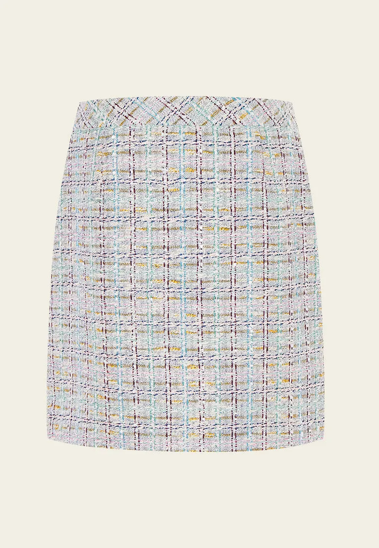 Lurex Classy Patch-pocket Tweed Skirt