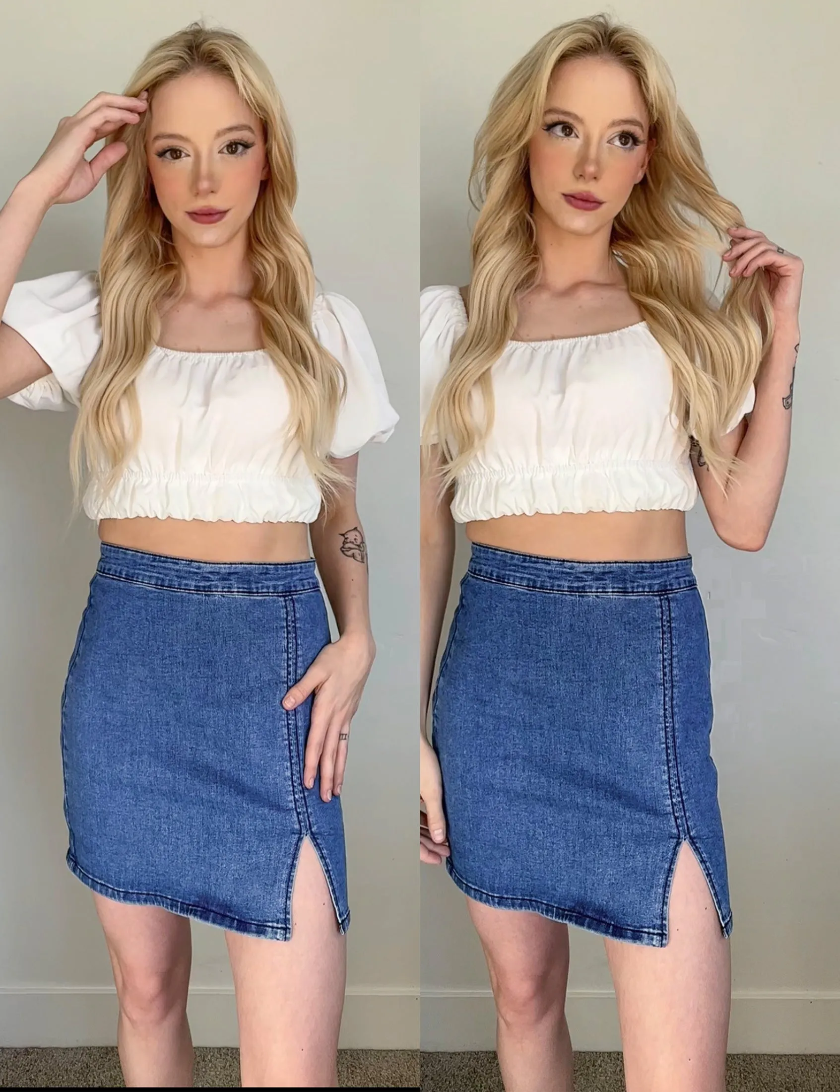 luvamia Jean Skirt for Women with Slit High Wasited Bodycon Stretch Pencil Mini Short Denim Skirts