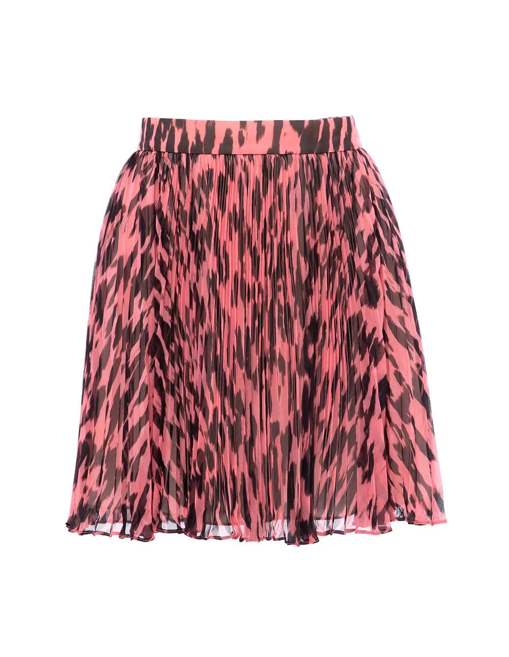 MARK FAST Women Chiffon Leopard Pattern Pleated Mini Skirt