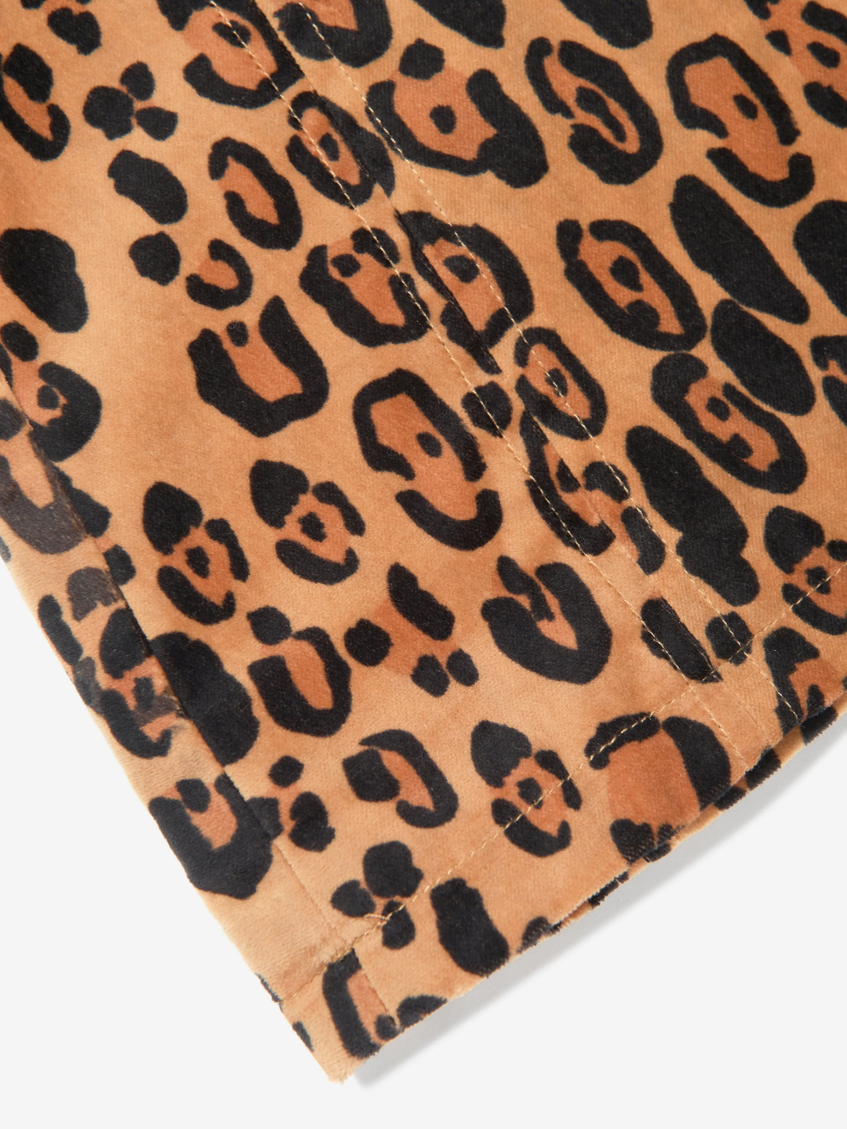 Mini Rodini Girls Leopard Velvet Skirt in Brown