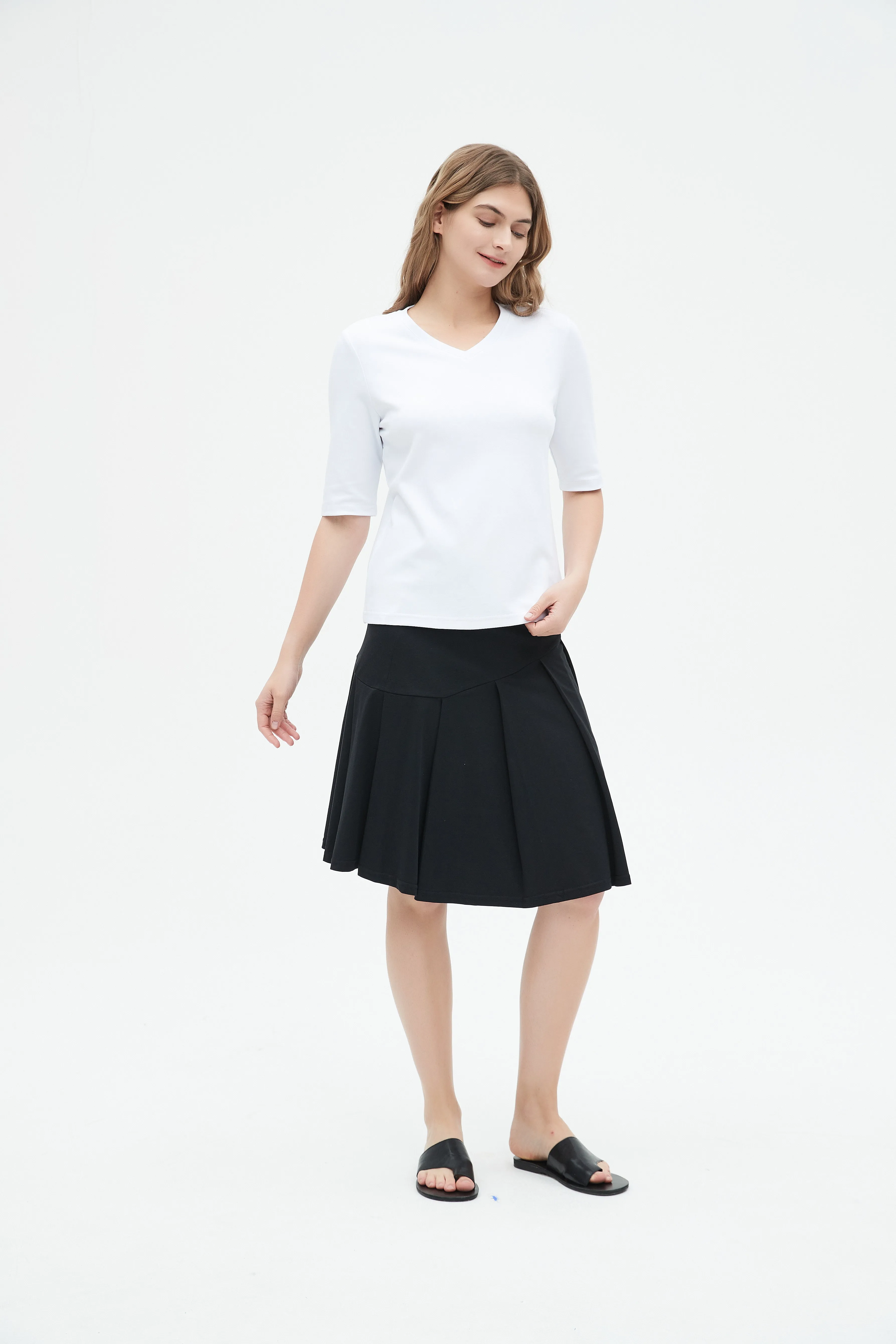 MM COTTON HALF PLEAT - BLACK