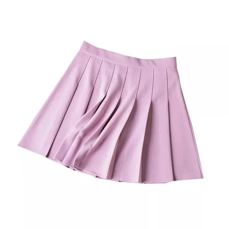 Pink Pleated Mini Skirts