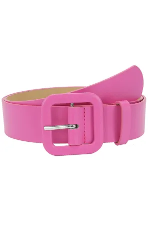 Pink Queen Square Buckle PU Leather Wide Waist Belt