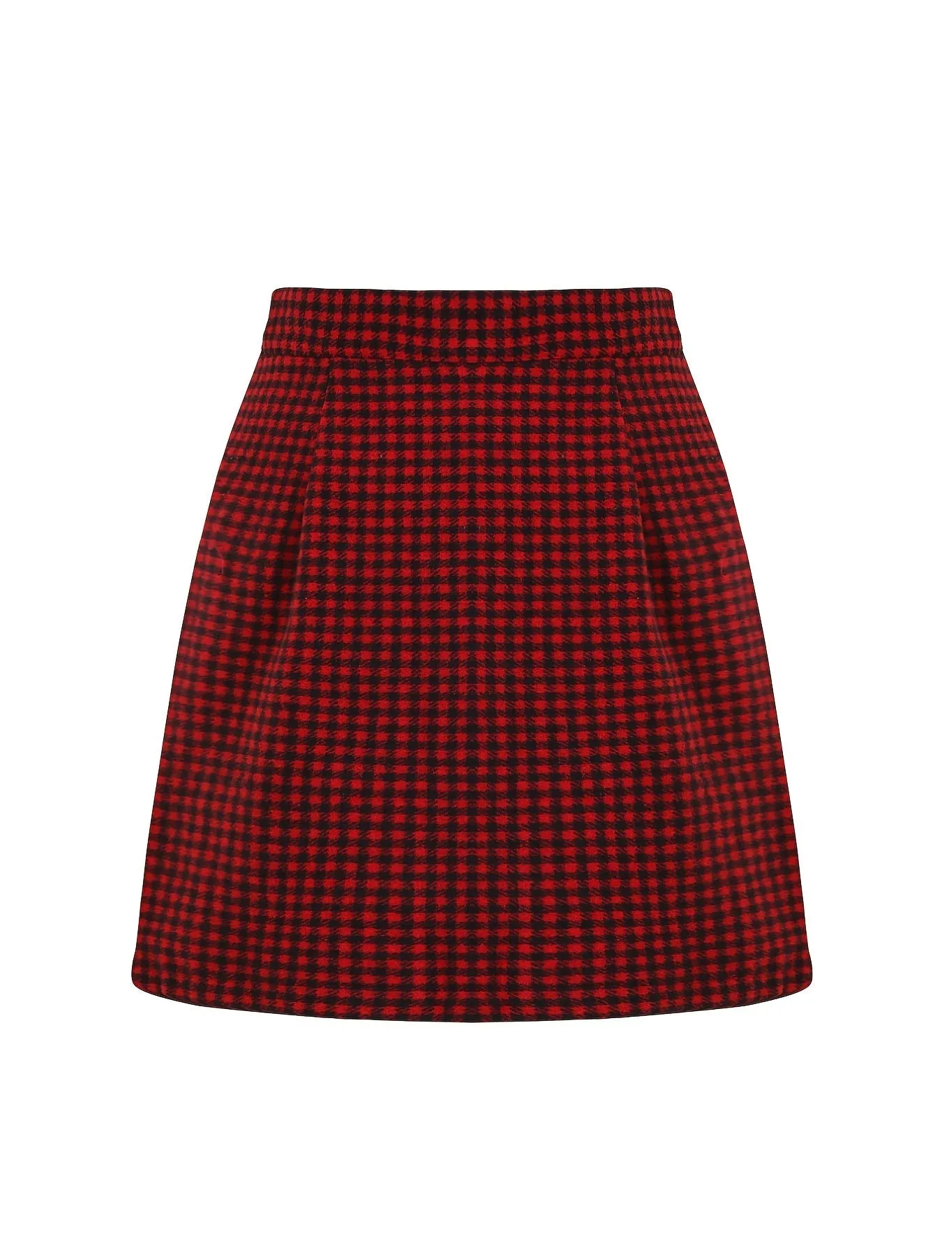 Plaid Red Gingham Mini Skirt, Elegant Stylish Skirt For Office  Work