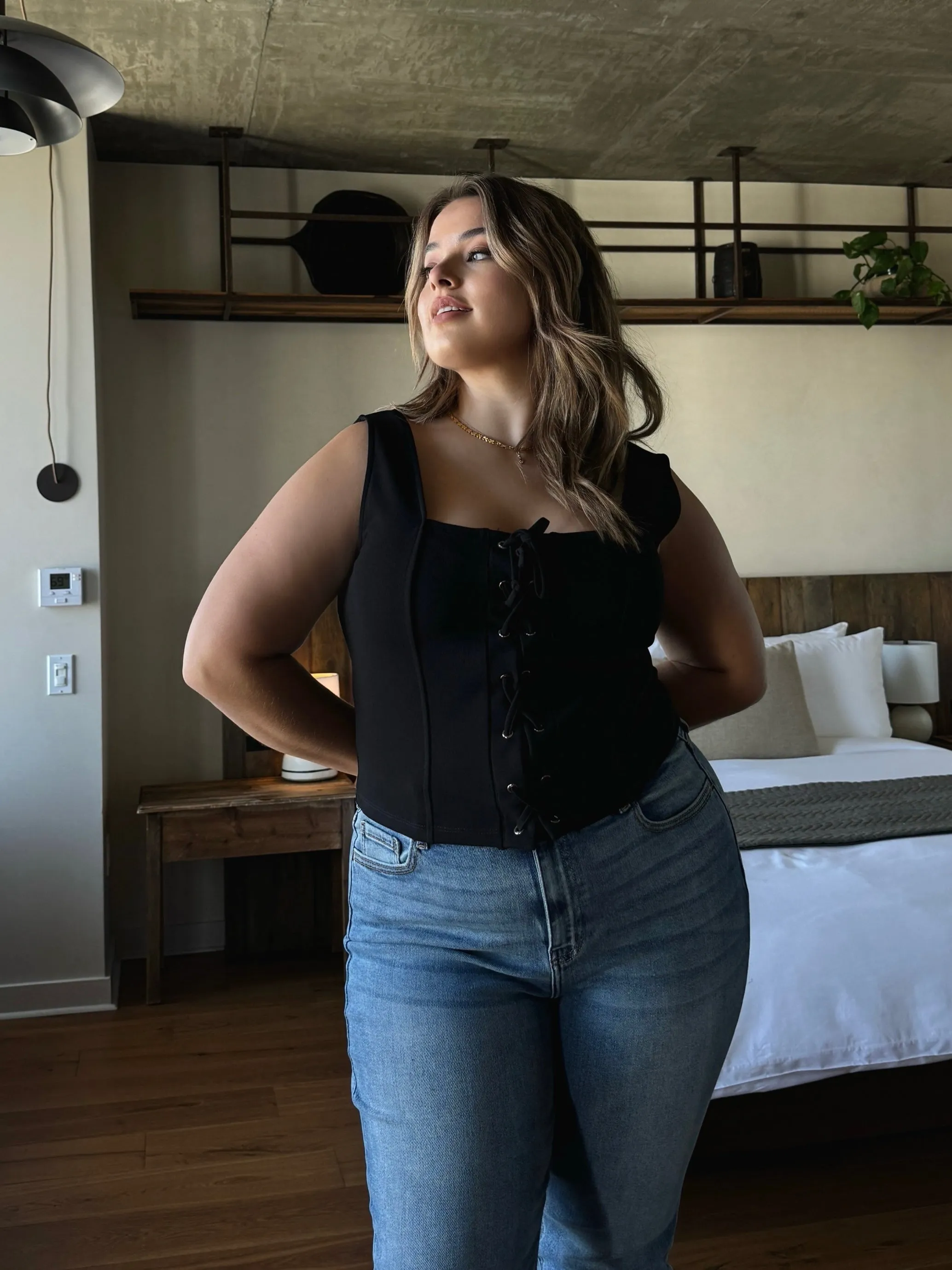 Plus Size Lace Up Bustier Top