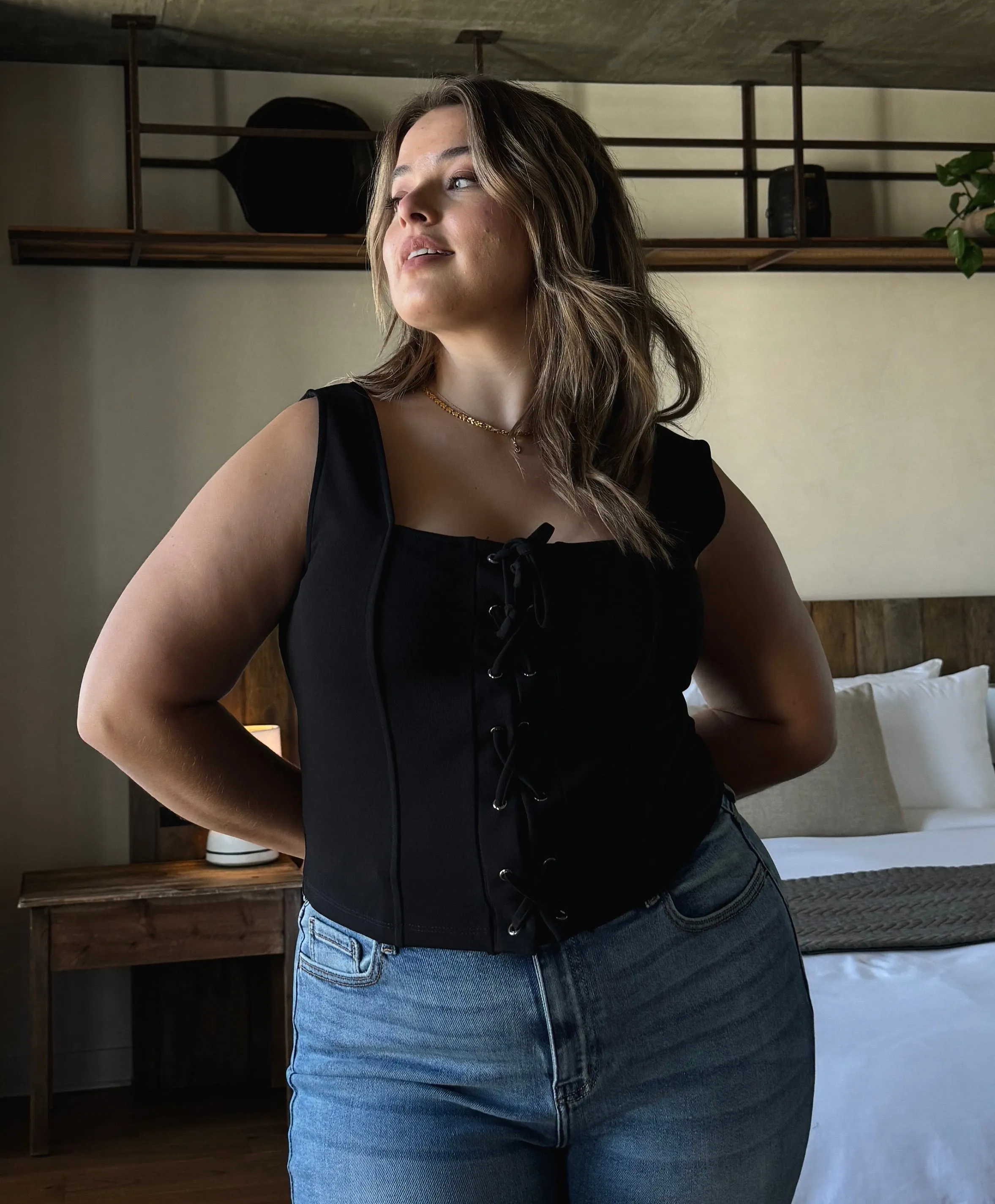 Plus Size Lace Up Bustier Top