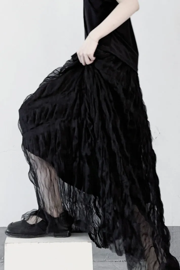 Puffy Gauze Skirt Dark Princess Dream Long Skirt