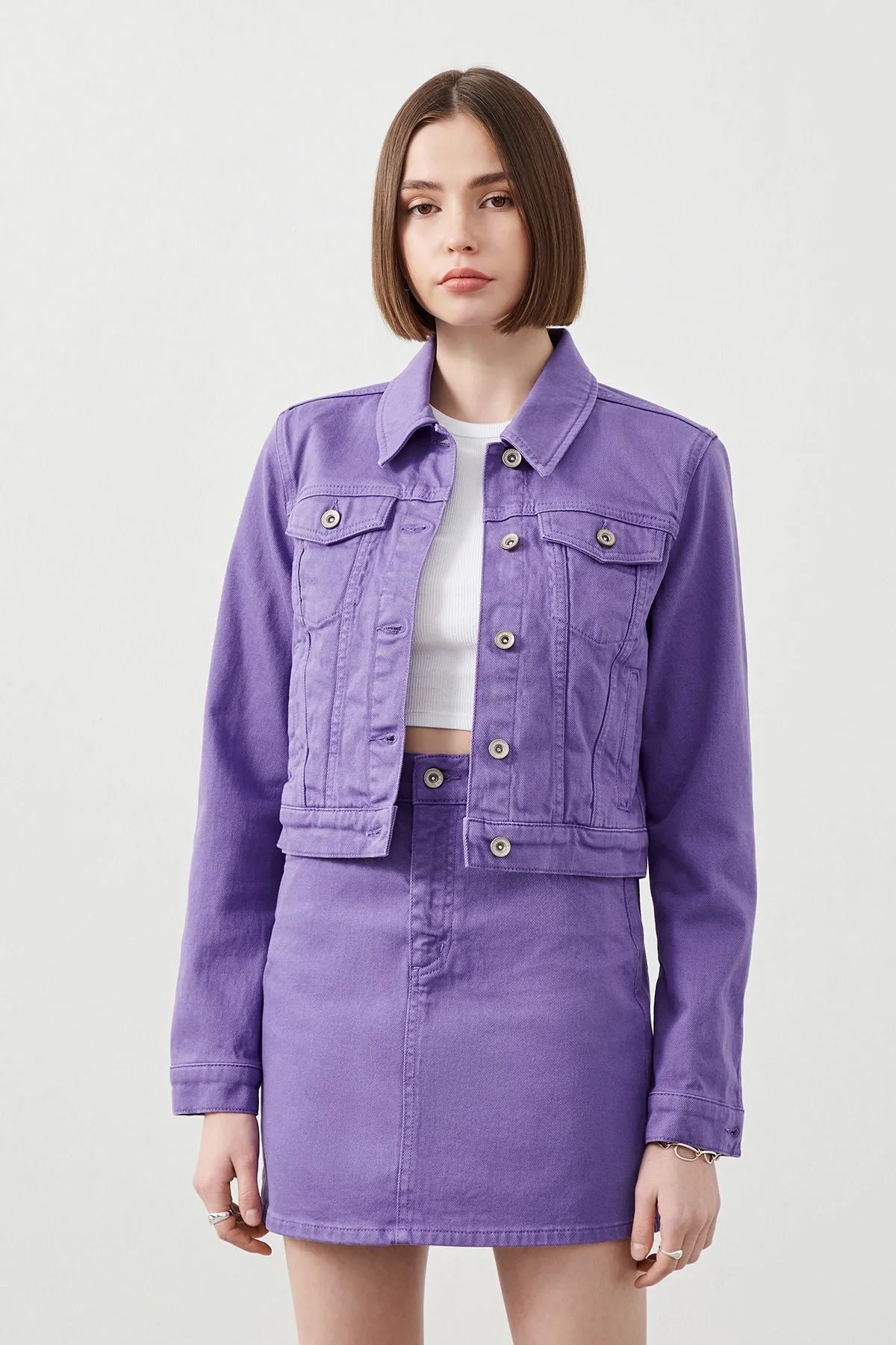 Ra Denim Purple Cropped Denim Jacket