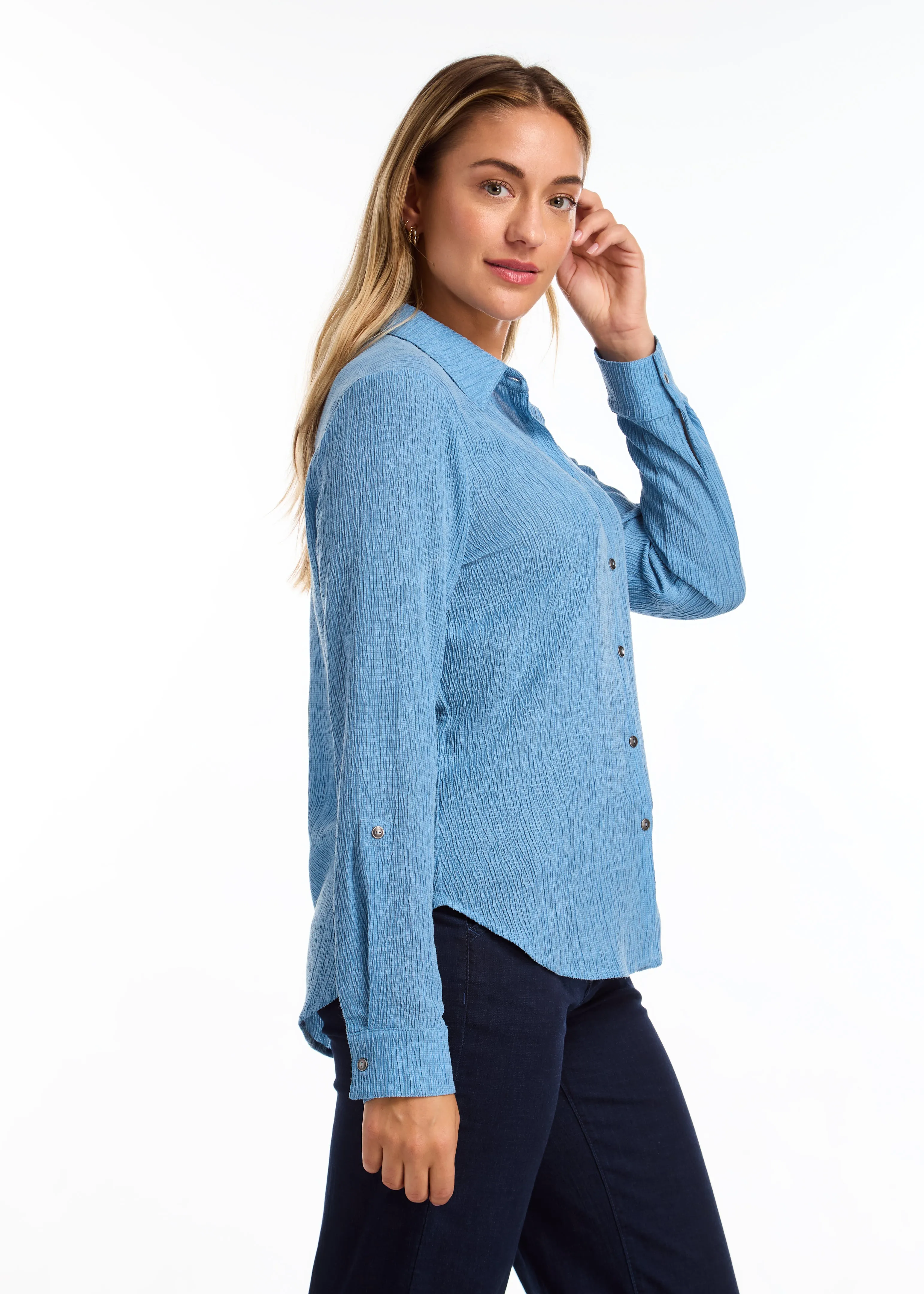 Roll-Up Sleeve Crinkle Shirt