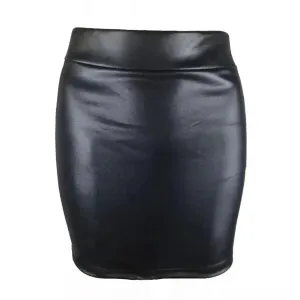 SANWOOD Women's Luxe Faux Leather High Waist Mini Skirt