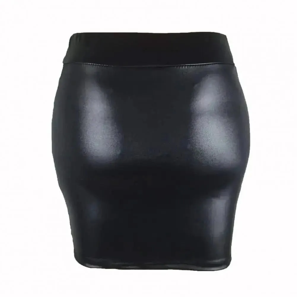 SANWOOD Women's Luxe Faux Leather High Waist Mini Skirt