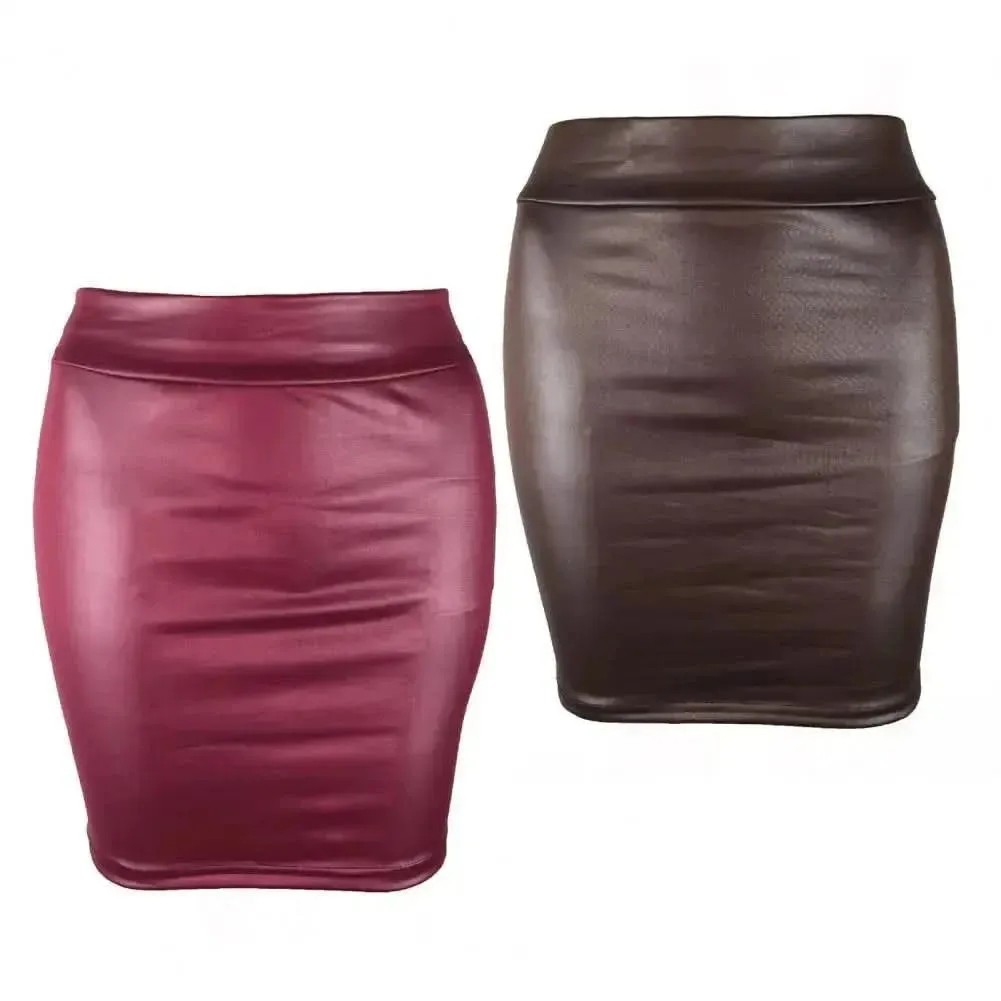 SANWOOD Women's Luxe Faux Leather High Waist Mini Skirt