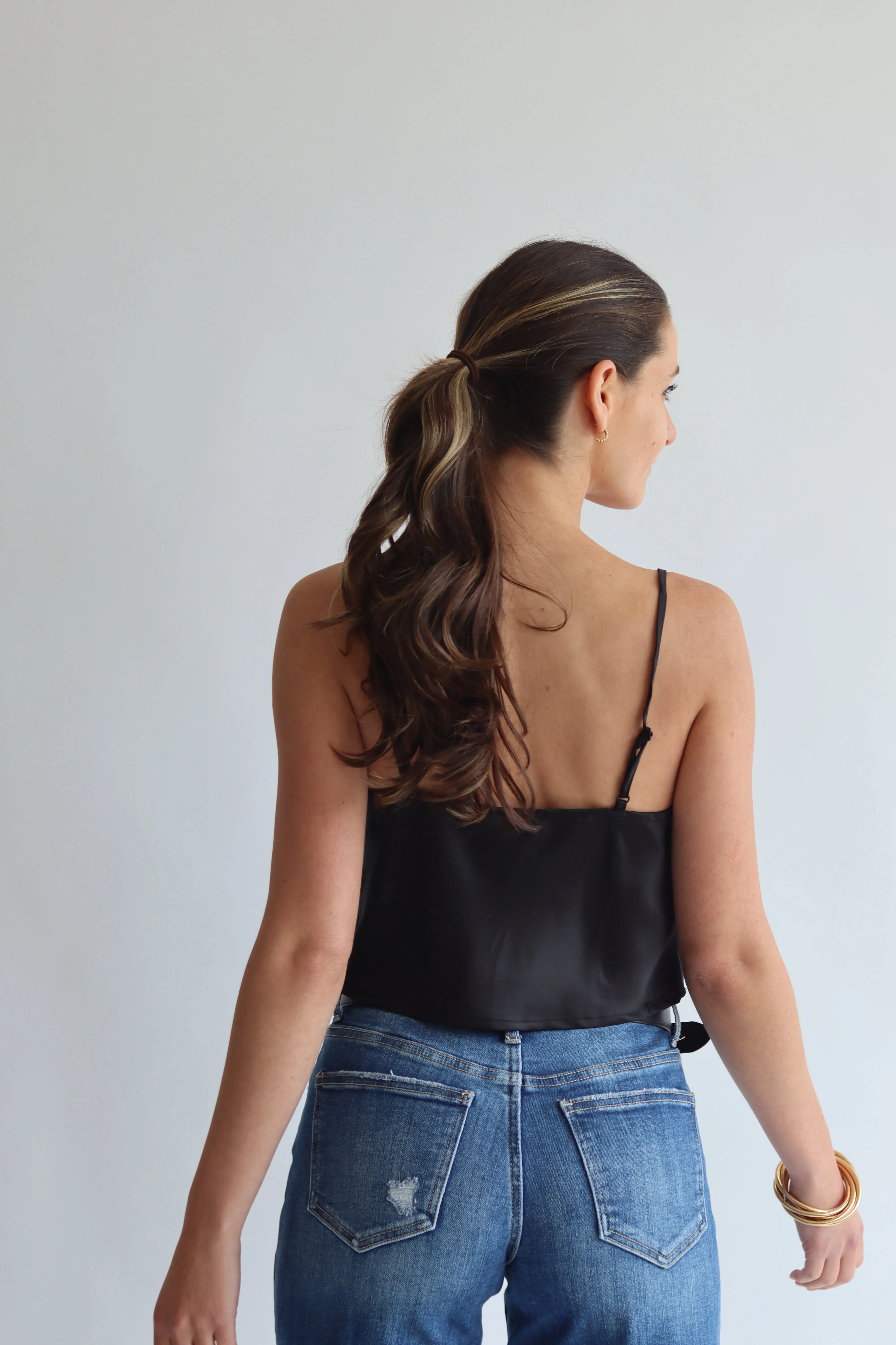 Satin Cowl Crop Cami