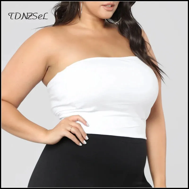 Strapless Black & White Tube Top – Stylish Plus Size Summer Crop Top