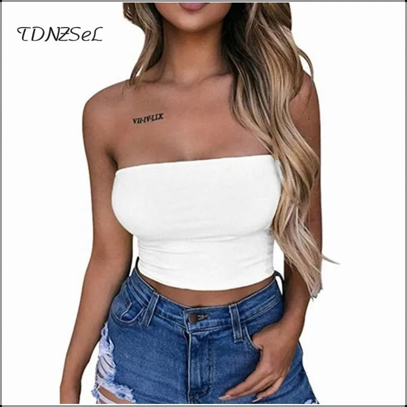 Strapless Black & White Tube Top – Stylish Plus Size Summer Crop Top