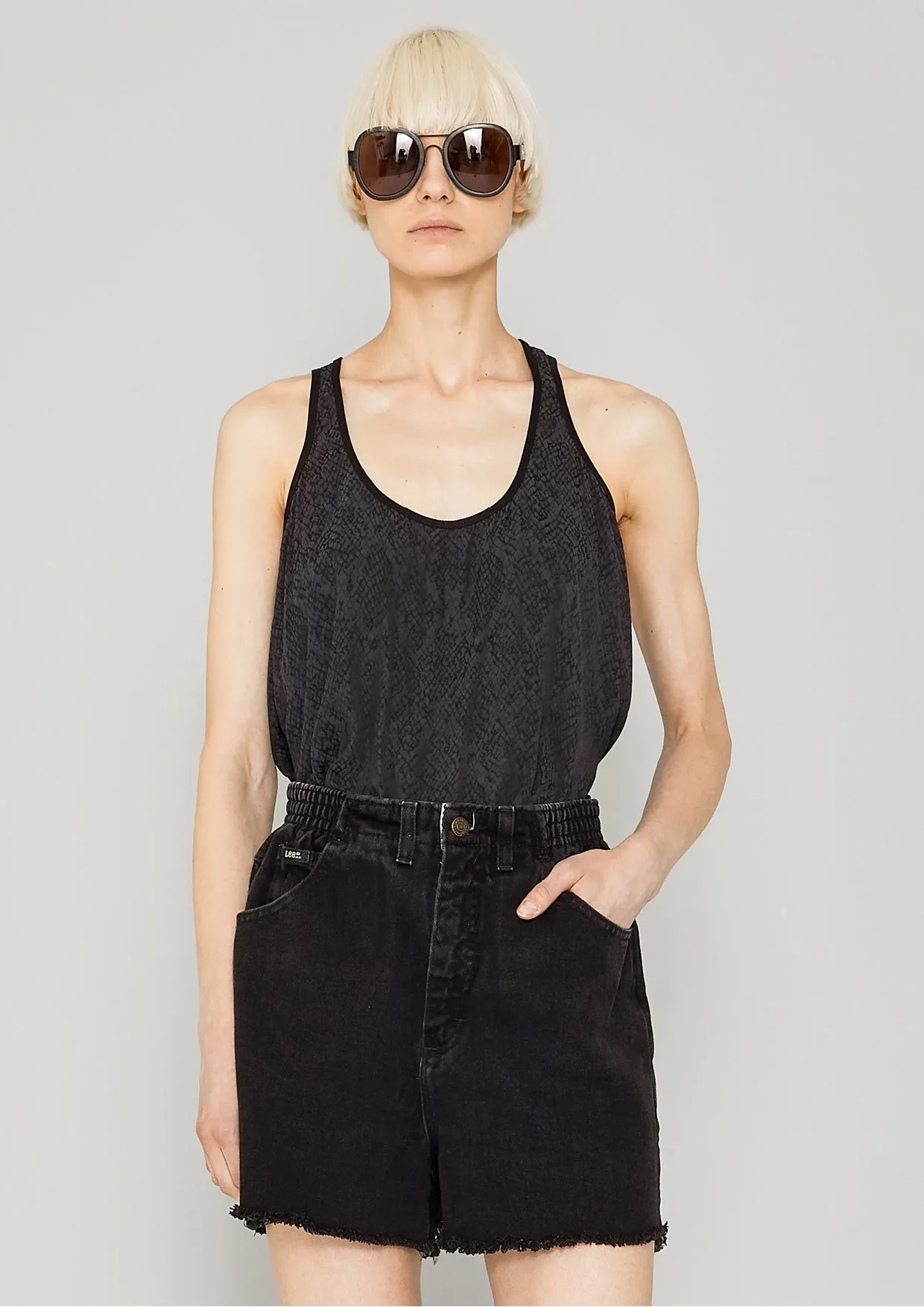 TANK TOP - JACQUARD SATIN black snake