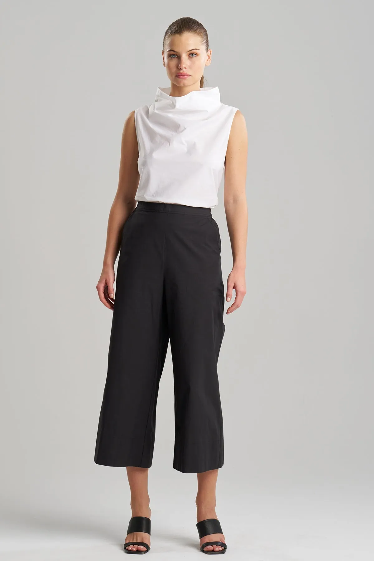 Tech Cotton Taffeta Pull Over Cropped Pants