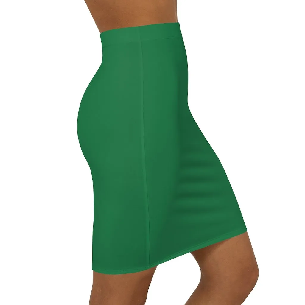 Uniquely You Womens Pencil Skirt / Green Stretch Mini