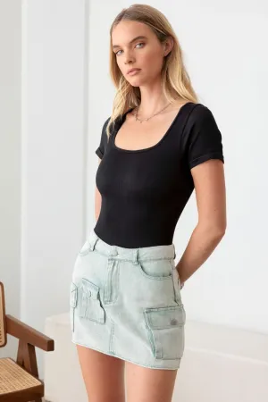 Women's Le Lis High Waist Cargo Denim Mini Skirts