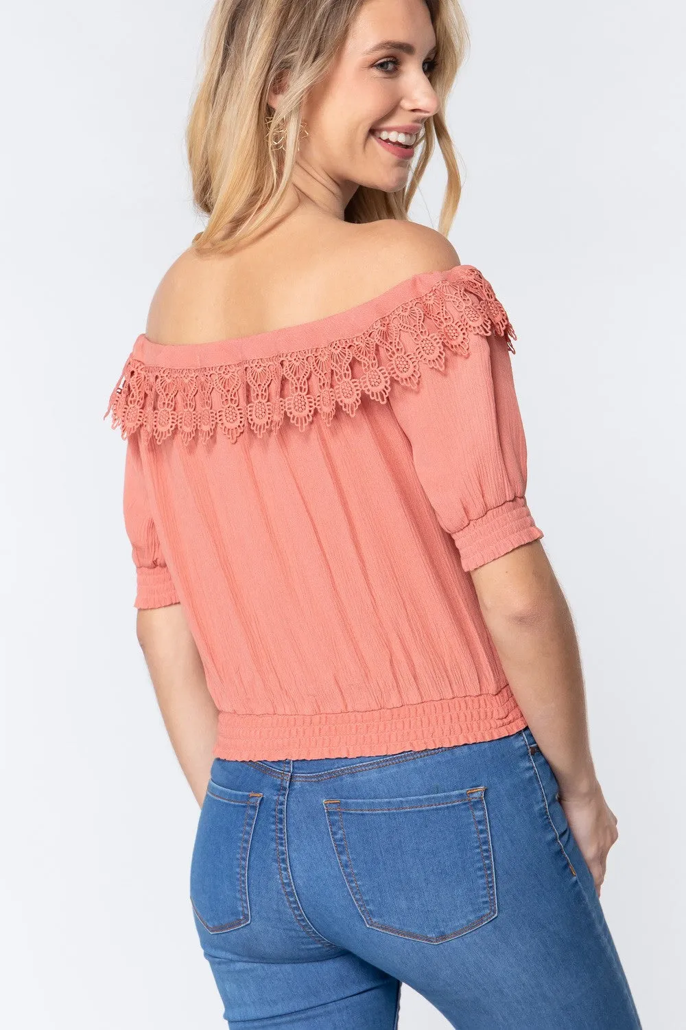 Women's Off Shoulder Lace Detailed Top