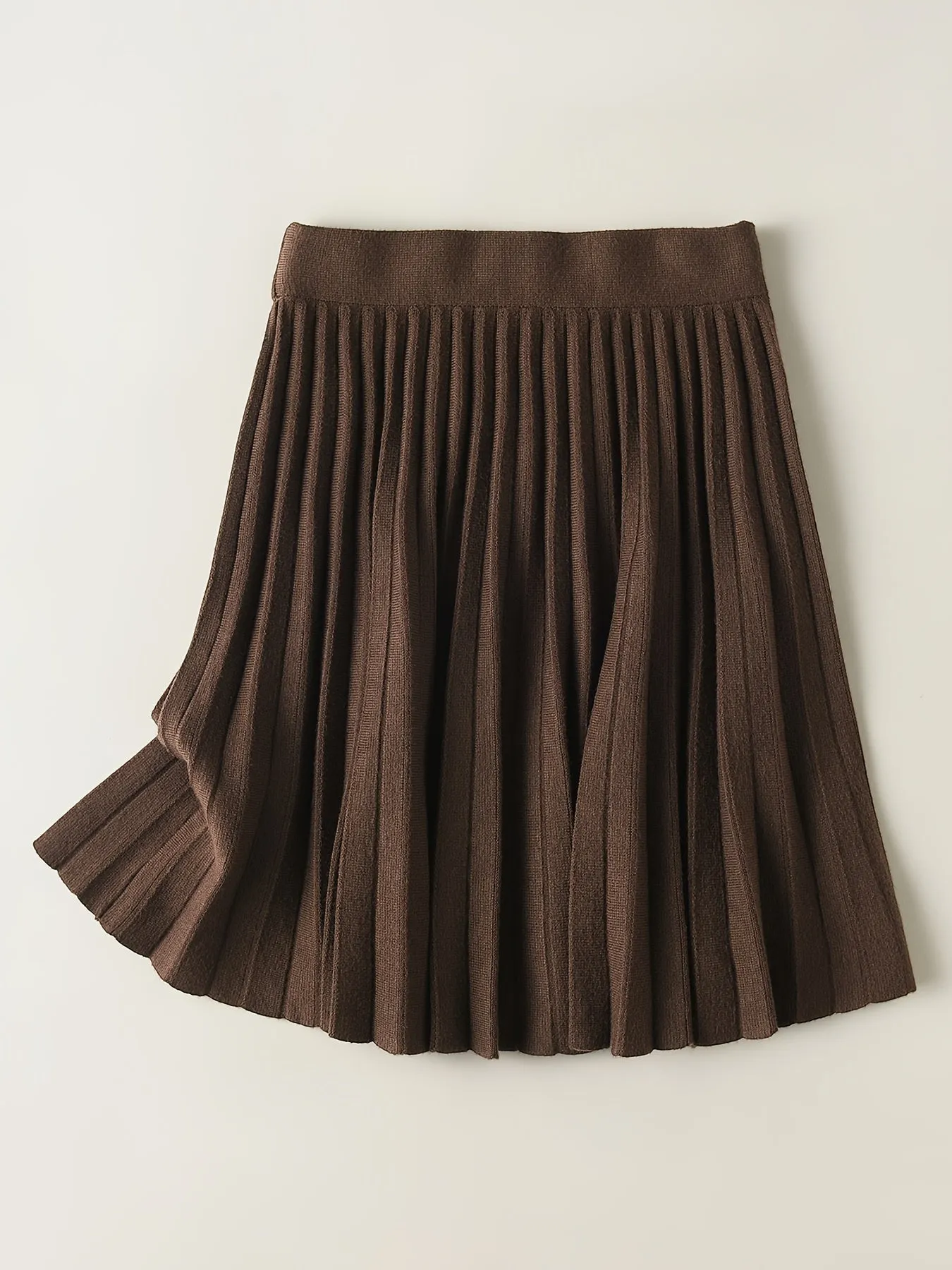 Women's Petite Solid Pleated Stylish Elastic High Waist Casual Every Day Skirts