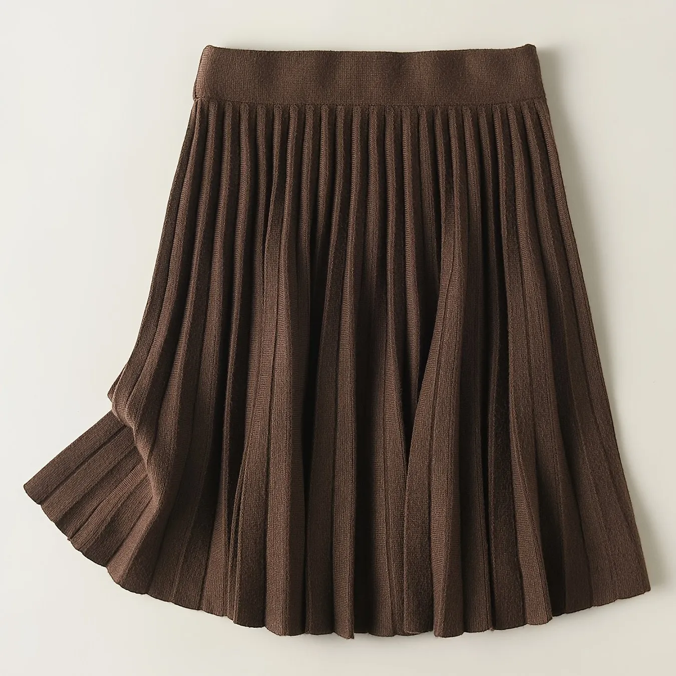 Women's Petite Solid Pleated Stylish Elastic High Waist Casual Every Day Skirts